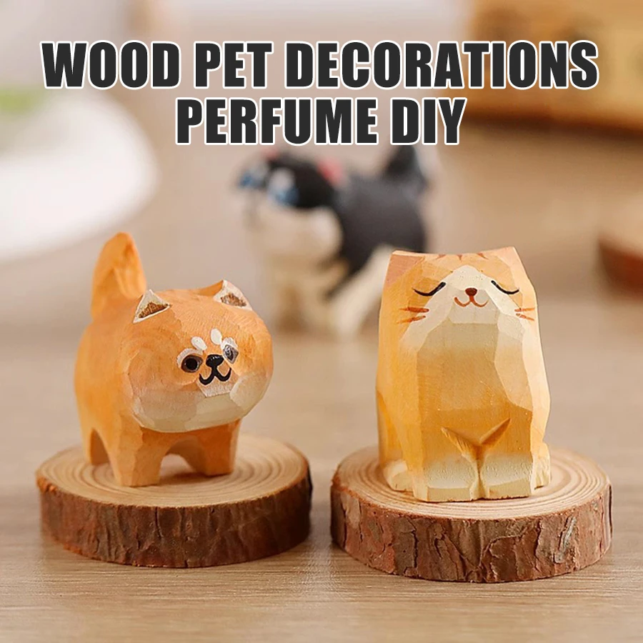 No perfume Wooden cute kitty cat dog home decorations desktop living room car small ornaments accessories aroma diffuser women