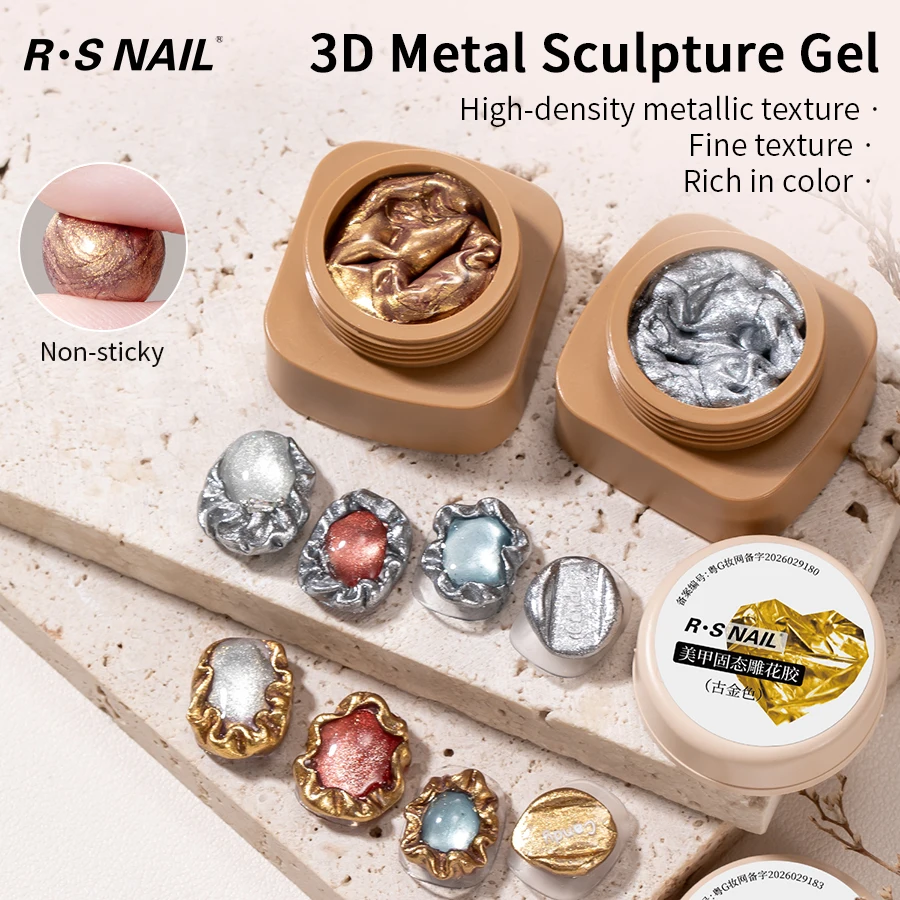 RSNAIL 4PCS Non Sticky 3D Nail Sculpting Gel Set Solid Hand Carving Modeling Gel with Mirror Powder Kit for Beginners Salon Home