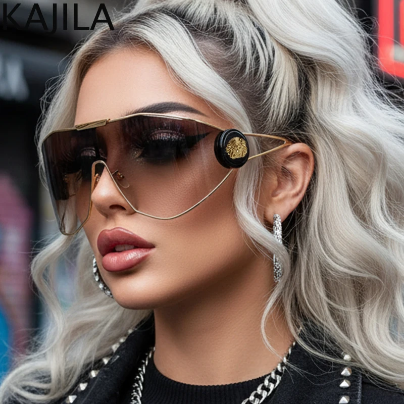 المتضخم التفاف حول قناع النظارات الشمسية النساء 2025 العلامة التجارية الفاخرة خمر قطعة واحدة حملق يندبروف الشرير ظلال درع نظارات شمسية