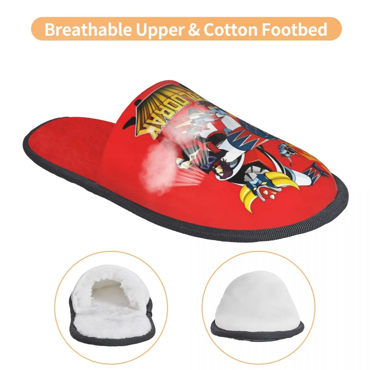 Imagen 4: Zapatillas de espuma viscoelástica personalizadas Goldorak Grendizer Goldrake UFO Robot para mujer, cómodas y cálidas Zapatillas de casa de guerrero mecánico de Manga de Anime