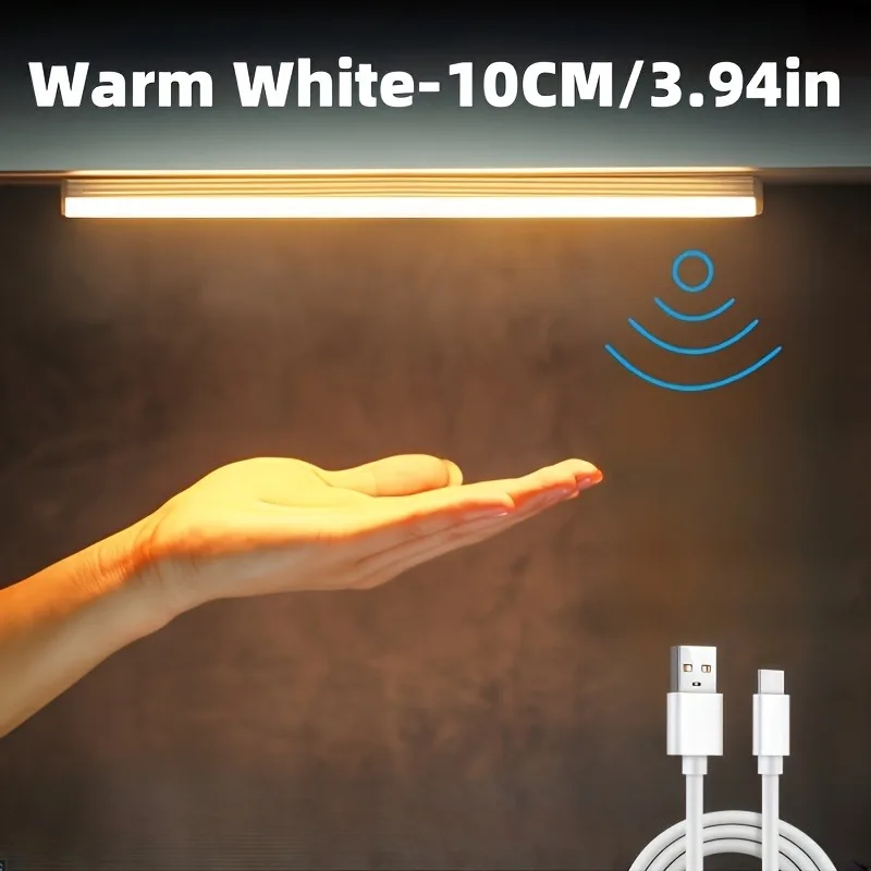 5pcs LED Motion Sensor Light Bar, Magnetic Under Cabinet Sensor Light,Cool White/Warm Light Indoor Night Light for Kitchen,Stair