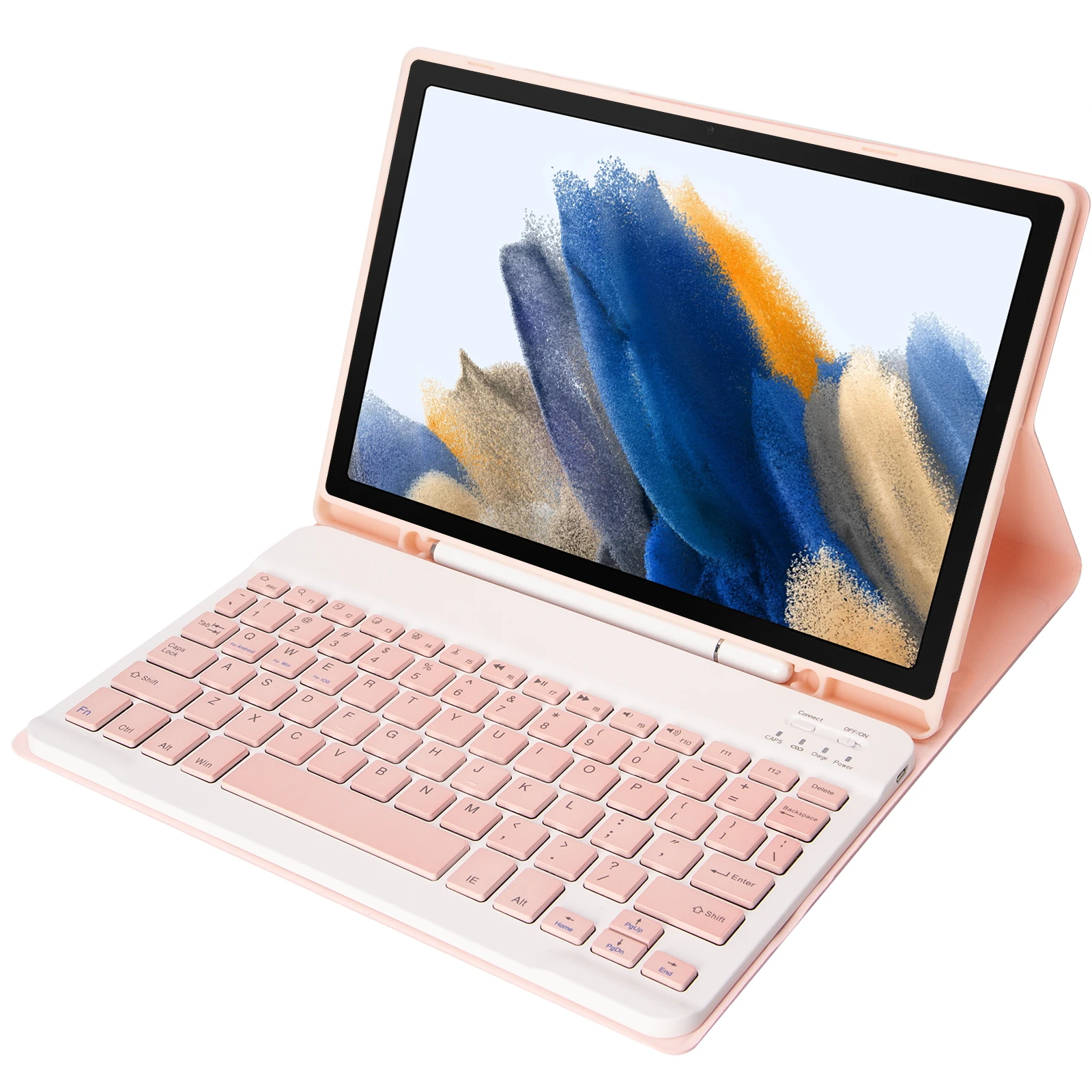 A08B Detachable Bluetooth-compatible Keyboard Case for Samsung Galaxy Tab A8 10.5 (2021) / (2022) SM-X205 / X200 - Pink