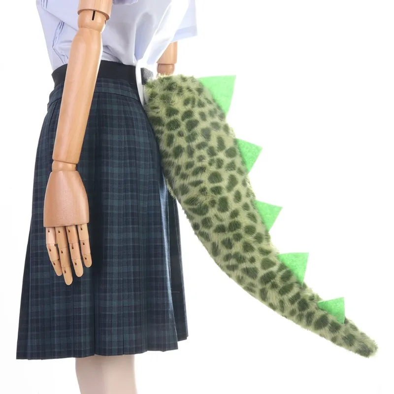 Halloween Green Dinosaur Tail Cos Hairy Monster Tail Children's Adjustable Performance Stage Role Playing Party Props