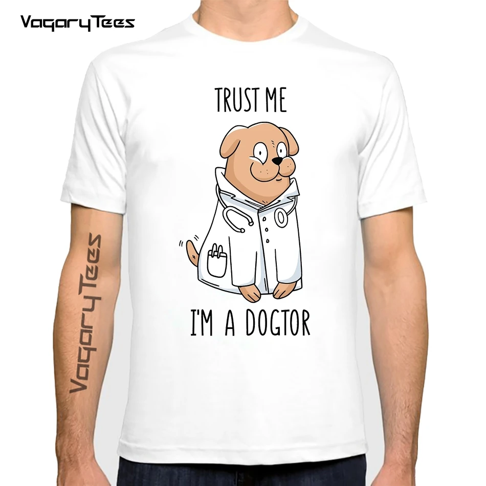 Hip Hop Style Trust me I'm a Dogtor Anime Ptinted T Shirt Dogtor Doctor Funny Cool Street Short Sleeve Top Men Rock Tshirt