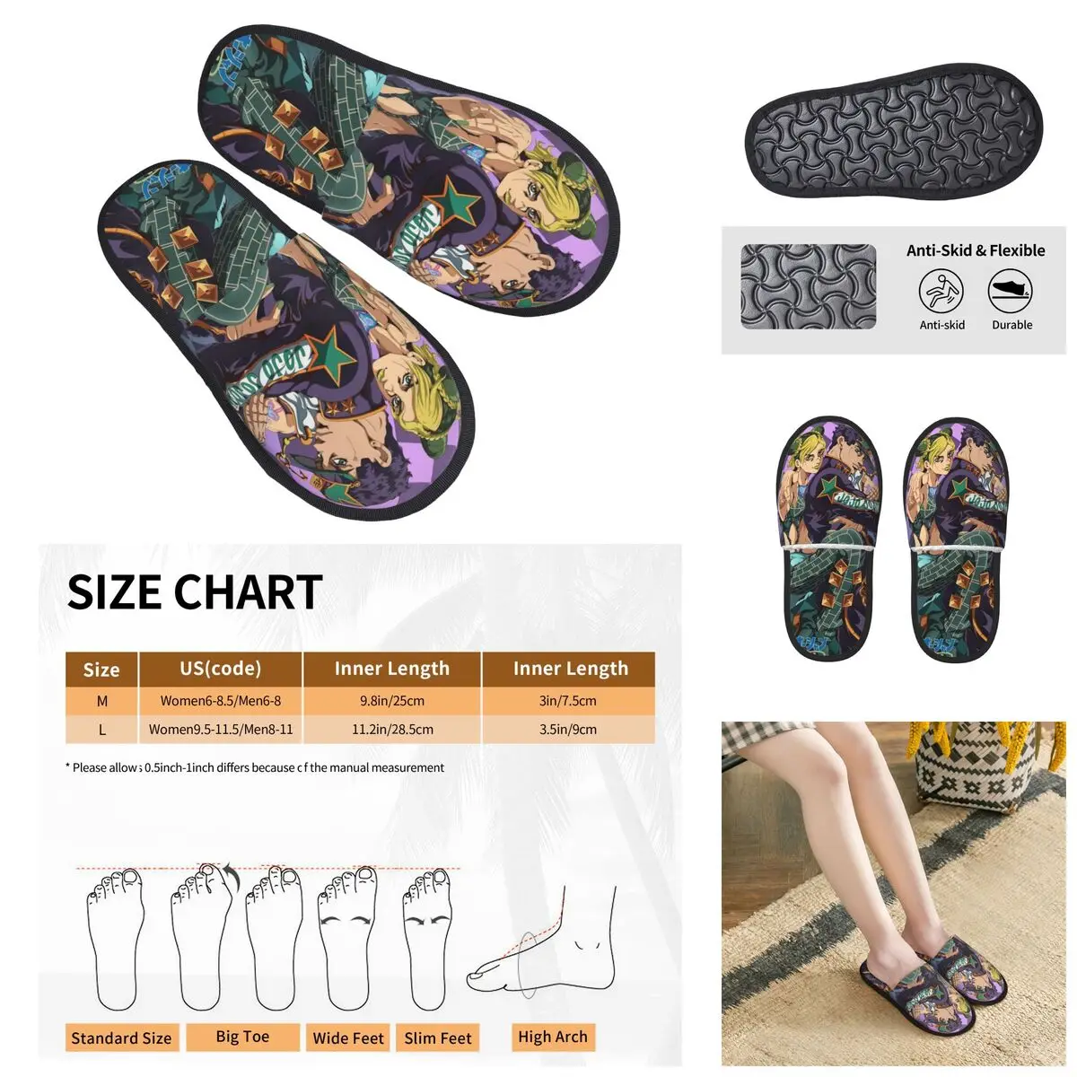 Jojo Bizarre Adventure Men Women Furry slippers,Cosy pantoufle homme Home slippers