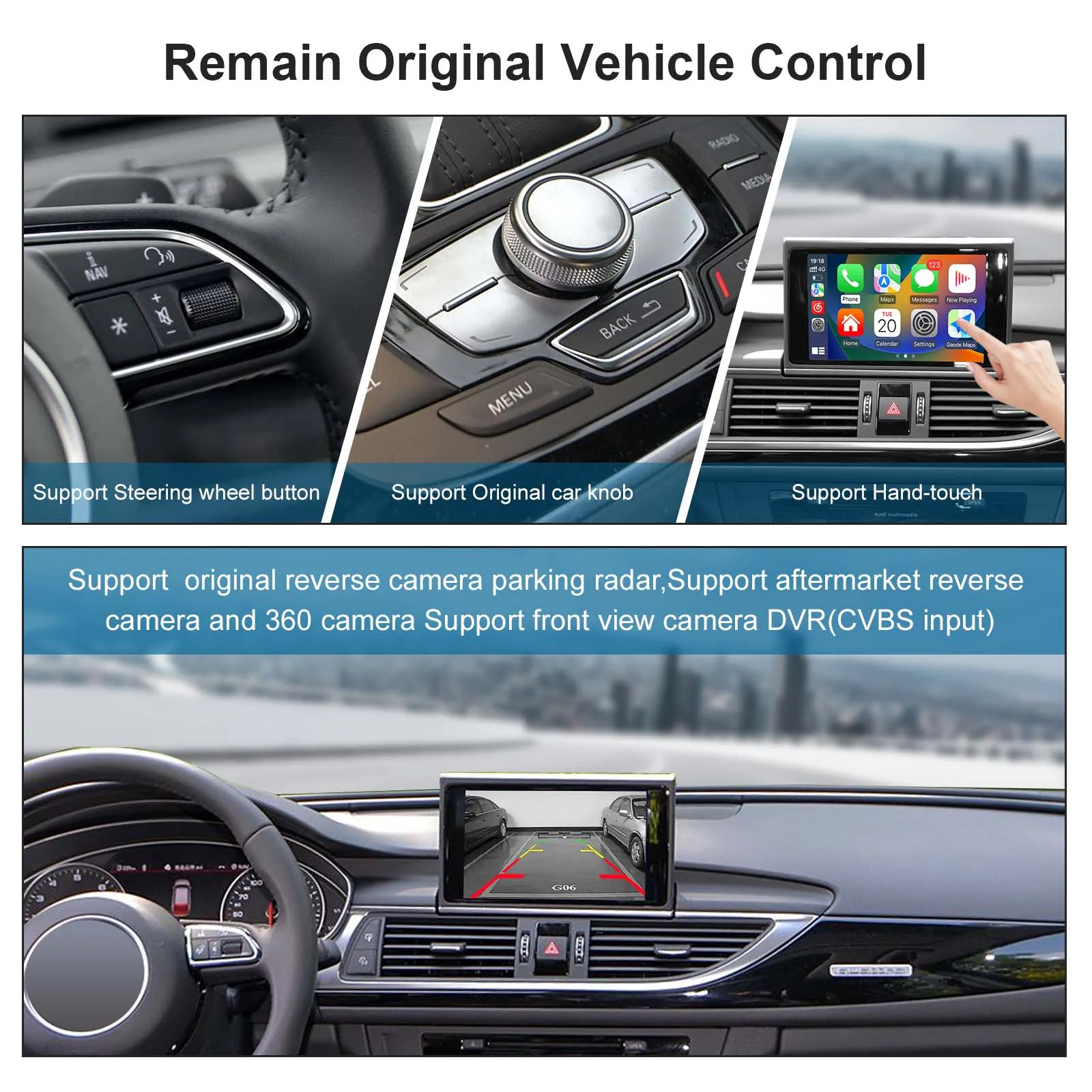 Wireless CarPlay Decoder for Audi A6 A7 2011-2018 Mirror Link Bluetooth GPS Navigation Android Auto Interface Bluetooth Camera
