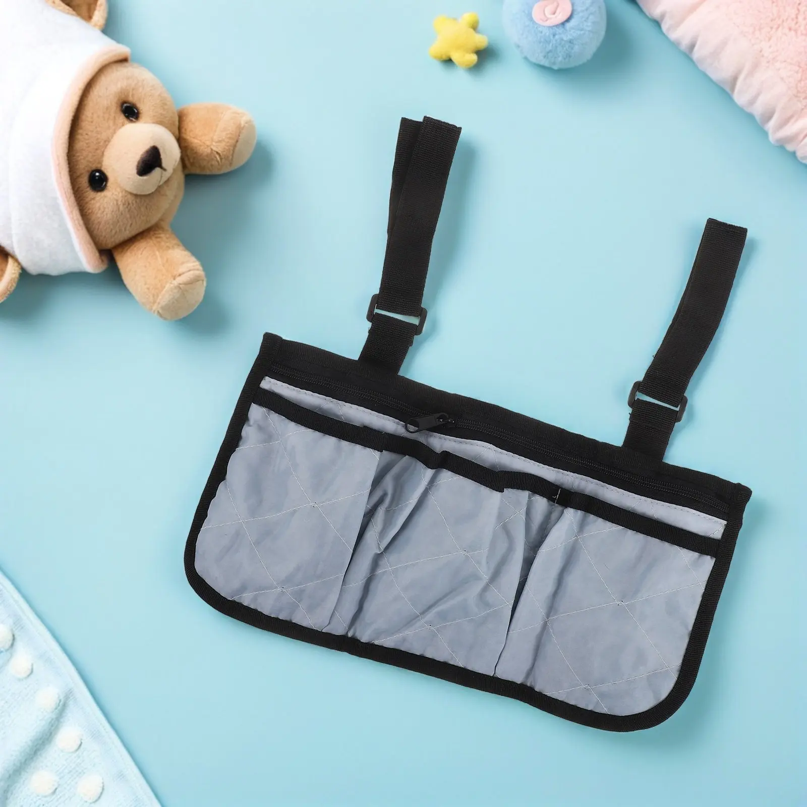 

Multifunctional Hanging Bag Organizer For Wheelchair Scooter Stroller 3 Pockets Durable Fabric Side Pocket Organizer