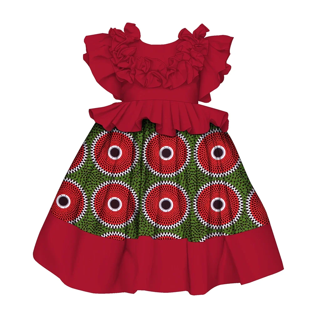 ORIENTAR  African Dresses for Kids Girls Traditional clothes Africa Print Bazin Riche Cute Kids Party Dress WYT817