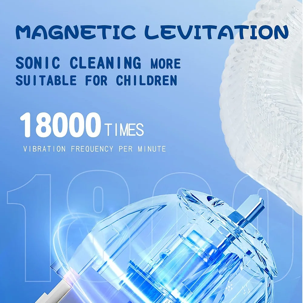 Детская U-образная электрическая зубная щетка с 5 режимами, Sonic Cartoon Dinosaur, очистка на 360 градусов, IPX7, водонепроницаемая U-образная зубная щетка