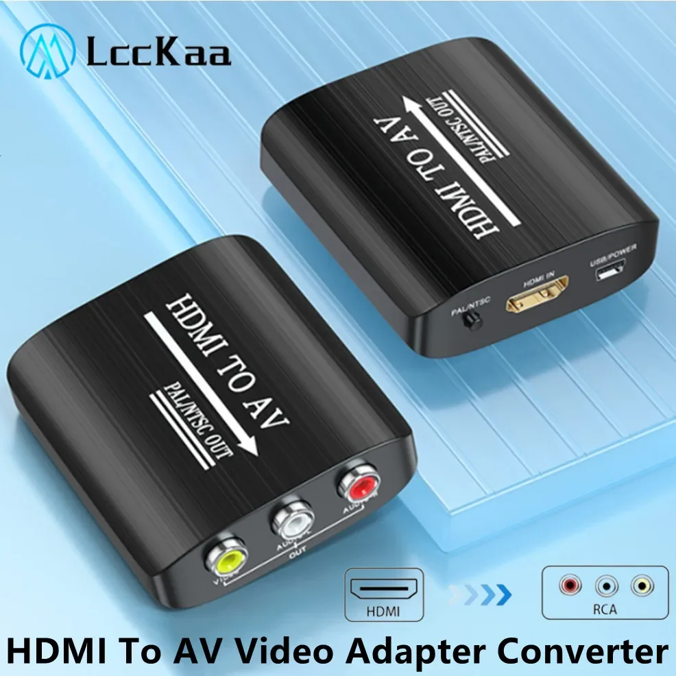 HDMI to AV Converter HDMI to RCA Adapter Supports PAL/NTSC For Apple TV Roku Fire Stick, Blu-ray DVD Player Older TV Projector