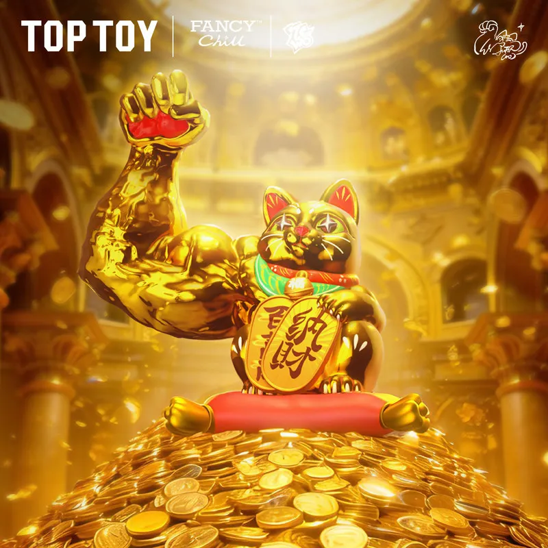 

TOP TOY Muscle Lucky Cat Shining Fortune Blind Box Desktop Figure Car Ornament New Year Trendy Collectible Toy Gift