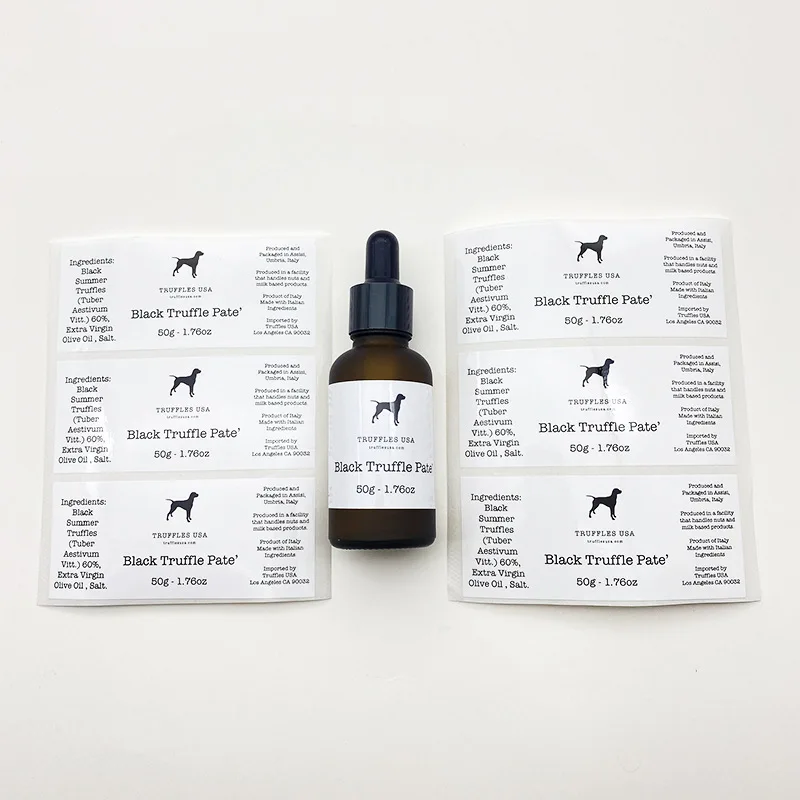 Customized White and Black Cosmetic Bottle Stickers Beauty Jar Container Packaging Makeup Cream Labels Waterproof with Your Logo