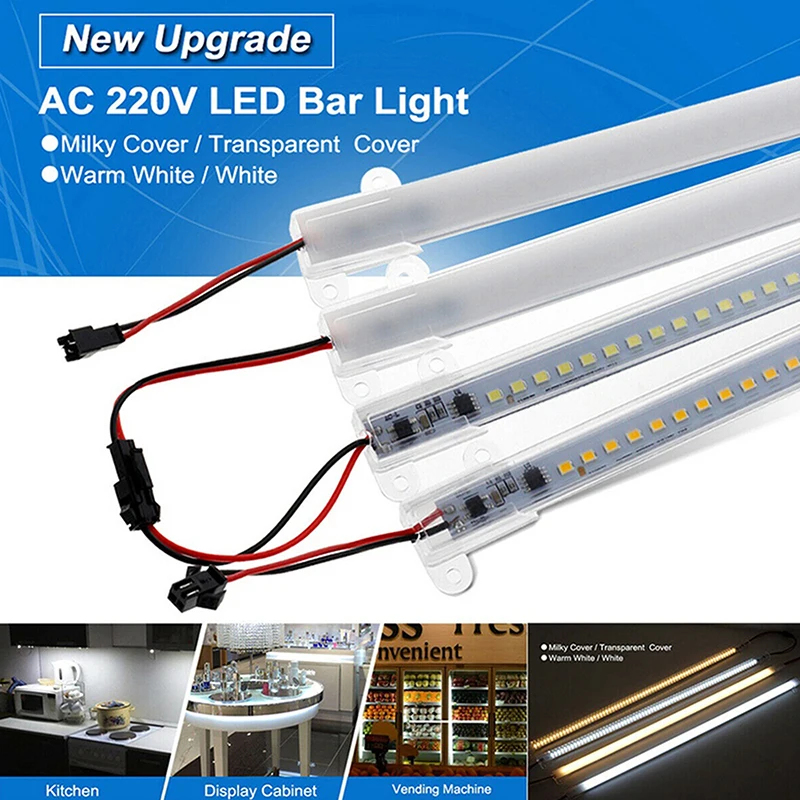 0.5M 220V Drive Free High-voltage LED Hard Light Strip Shelves Cabinets Wardrobes Shoe Cabinet Floor Panel Lights Light Bar