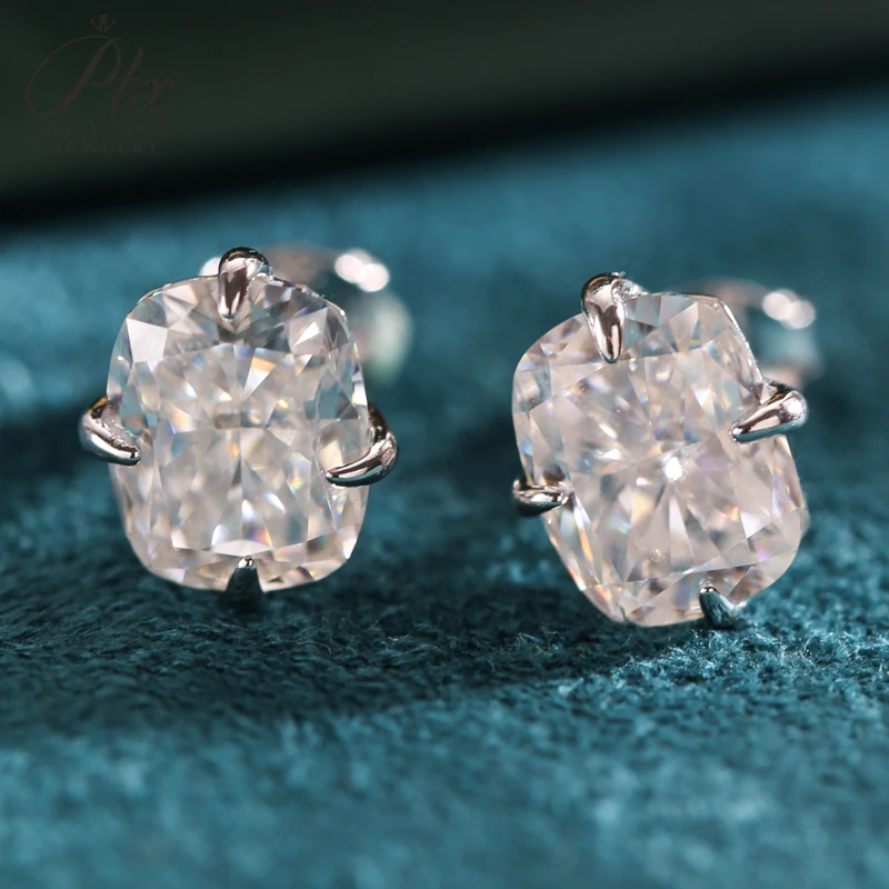 

7ct Earrings Lab Grown Moissanite Elongate Cushion Shape Crushed Ice Cut Dcolor 925 Sterling Silver Mother's Day Gifts Charms