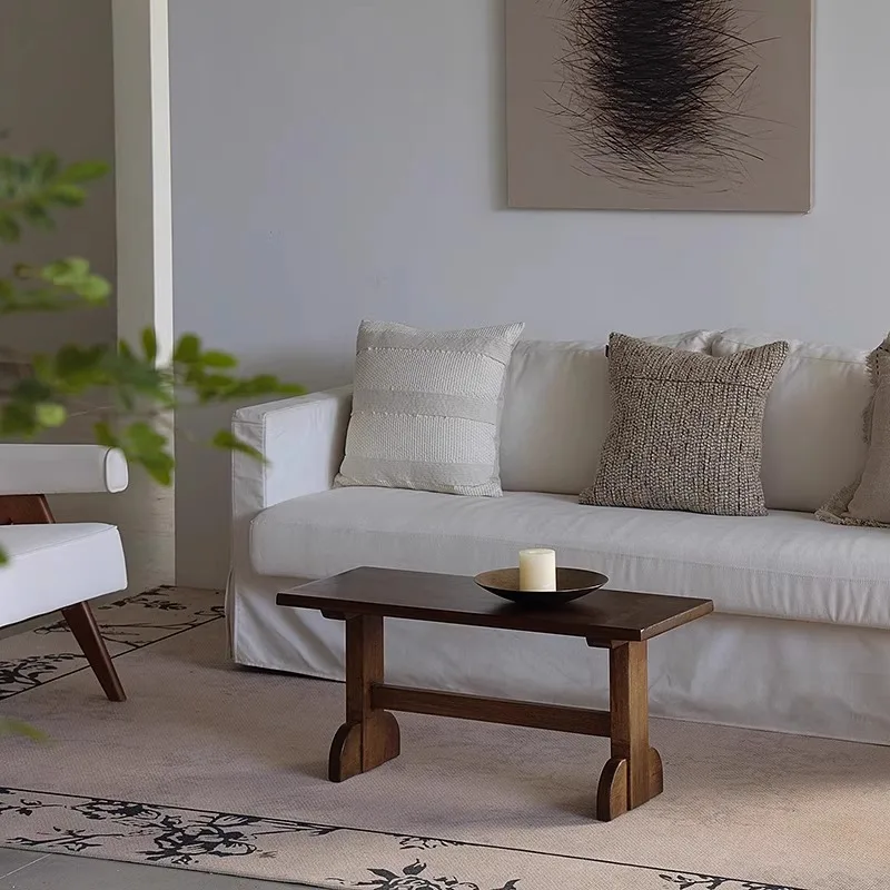 

Средневековый журнальный столик из массива дерева для гостиной, прямоугольный, с подковообразным краем, для кафе