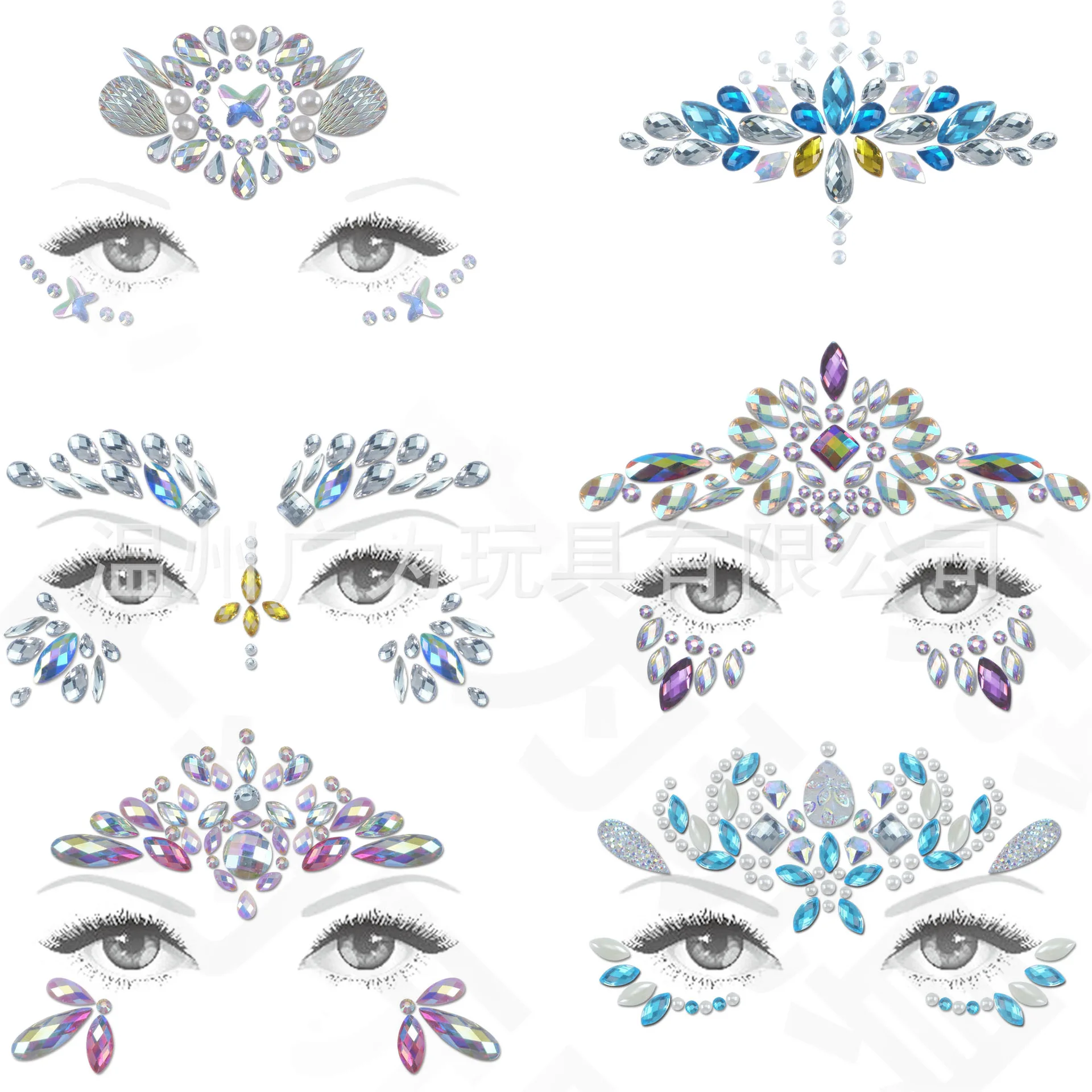 Face Rhinestone Stickers Self Adhesive Crystal Gems Forehead Tattoo for Masquerade Party Stage Makeup Decor view 5