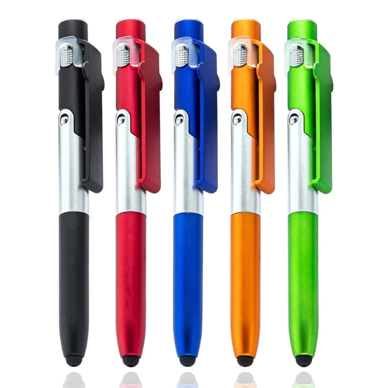

5Pcs Multifunctional Ballpoint Pen, 4-IN-1 Writing Pen with Pen, Led Light, Foldable Phone Stand for Office Staff