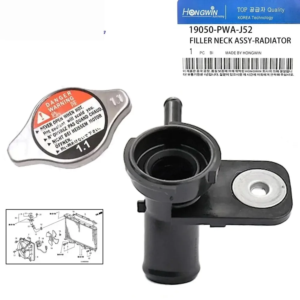19050-PWA-J52 Tapa de llenado de refrigerante del radiador para Honda Fit 1.5L L4 2007 Honda Fit 1.5L L4 2008