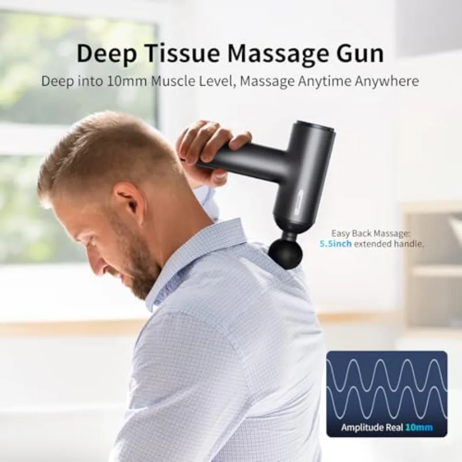 Massage Gun deep Tissue 6 Speeds Powerful Handheld Percussion Muscle Massager Gun with Portable Travel Case for Back Shoulder S - View 3