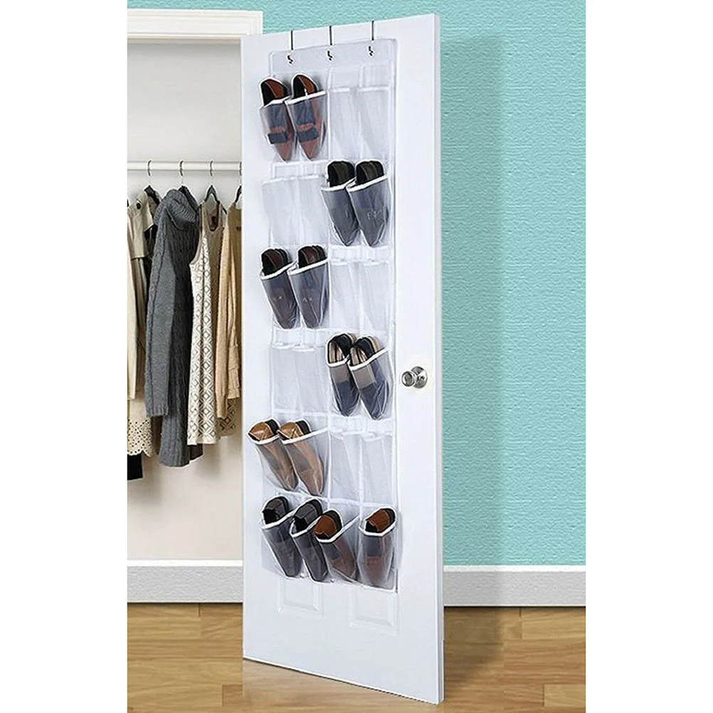 

24 Grid Shoe Storage Bag PVC Waterproof Transparent Wall Clear ganizer Door Rear Hanging Space Saving Storage Solution