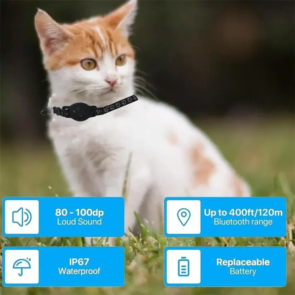 Katzenhalsband kompatibel mit AirTag, reflektierender Streifen mit Glocke, Sicherheitsverschluss, verstellbares Anti-Verlust-GPS-Tracking-Halsband für Kätzchen, kleine Welpen, für tägliche Outdoor-Spaziergänge. – Detail 12