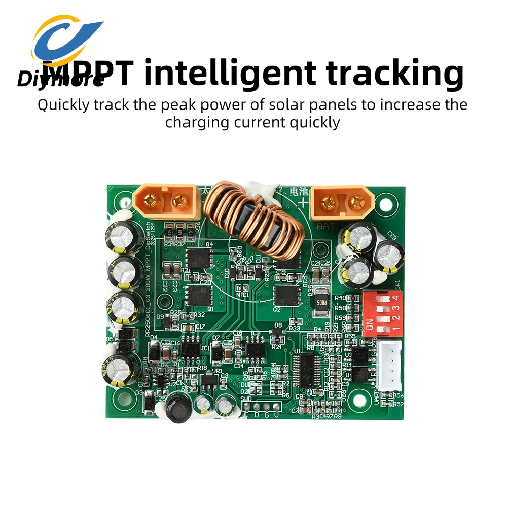 100W MPPT Solar Controller Board 10A 11-45V 12V 24V Battery Regulator with Multi-Peak Tracking for RV Camping Off-Grid System
