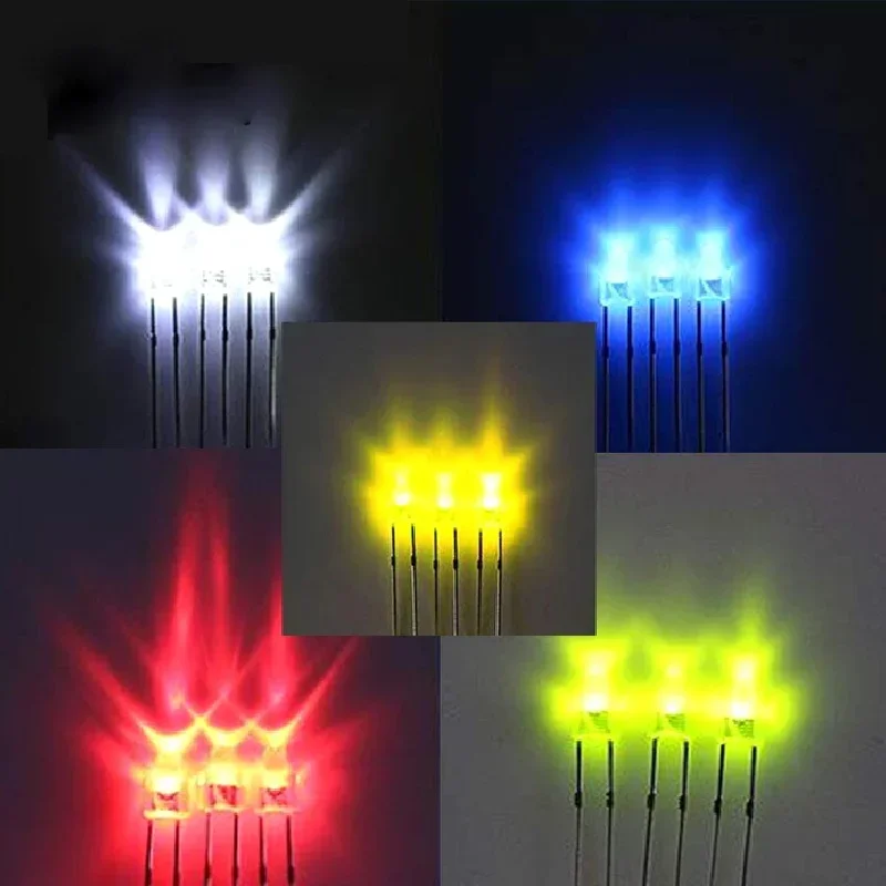 1000PCS Diâmetro 3mm 5mm Lâmpada LED Bead Bubble LED F3 F5 Vermelho Verde Amarelo Azul Branco Em Linha Reta Em Todo O Pacote F3 F5 LED