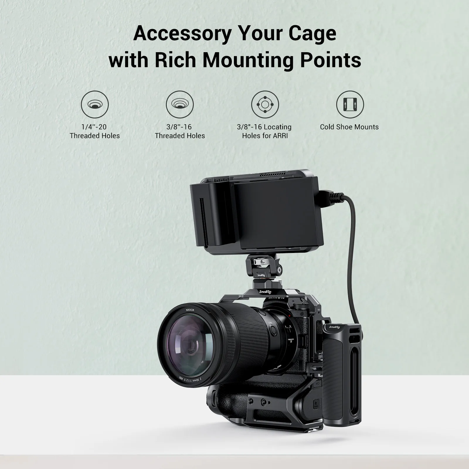 SmallRig Kamera Käfig für Nikon Z 6II/Z 7II mit MB-N11 Batterie Griff Unten Quick Release Platten Alle-in-eine für DJI RS 2/RSC 2