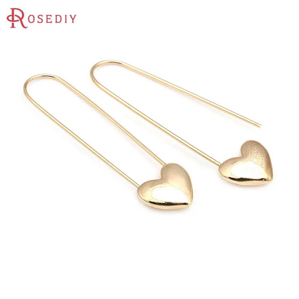 4PCS 18K Gold Color Brass with Heart Long Earrings Hook Women\'s Earrings High Quality Diy Accessories Rosediy official-website