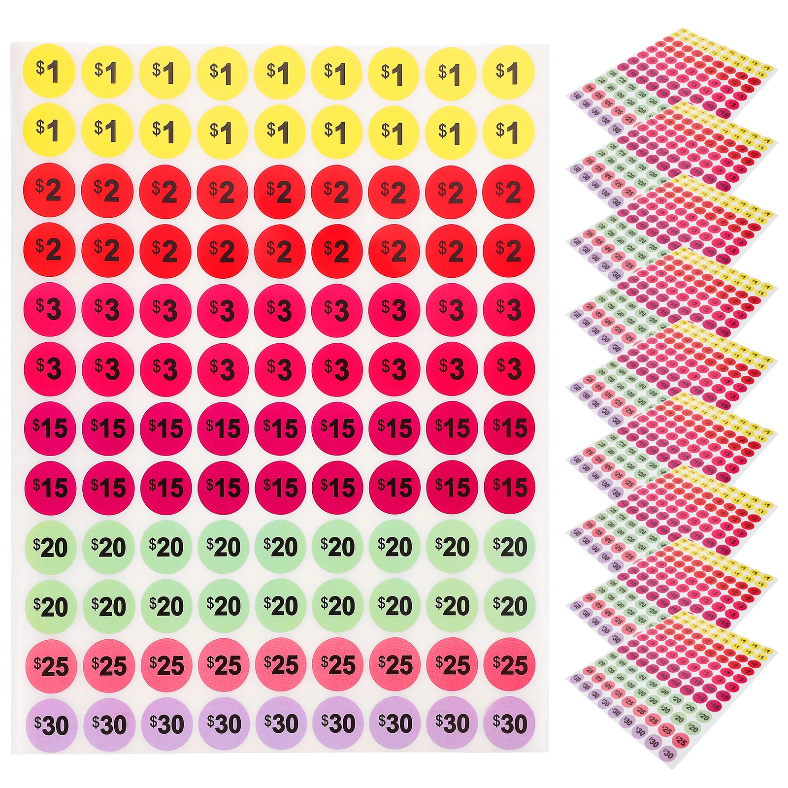 Etichette adesive per cartellini del prezzo da 10 fogli Etichette colorate per prezzi di vendita per supermercati per piccole imprese facili da usare
