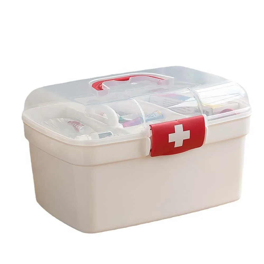 Multi-layer Large Pill Box Large Capacity Domestic Medicine Box Pill Storage Organizer White Portable Granule Storage Box