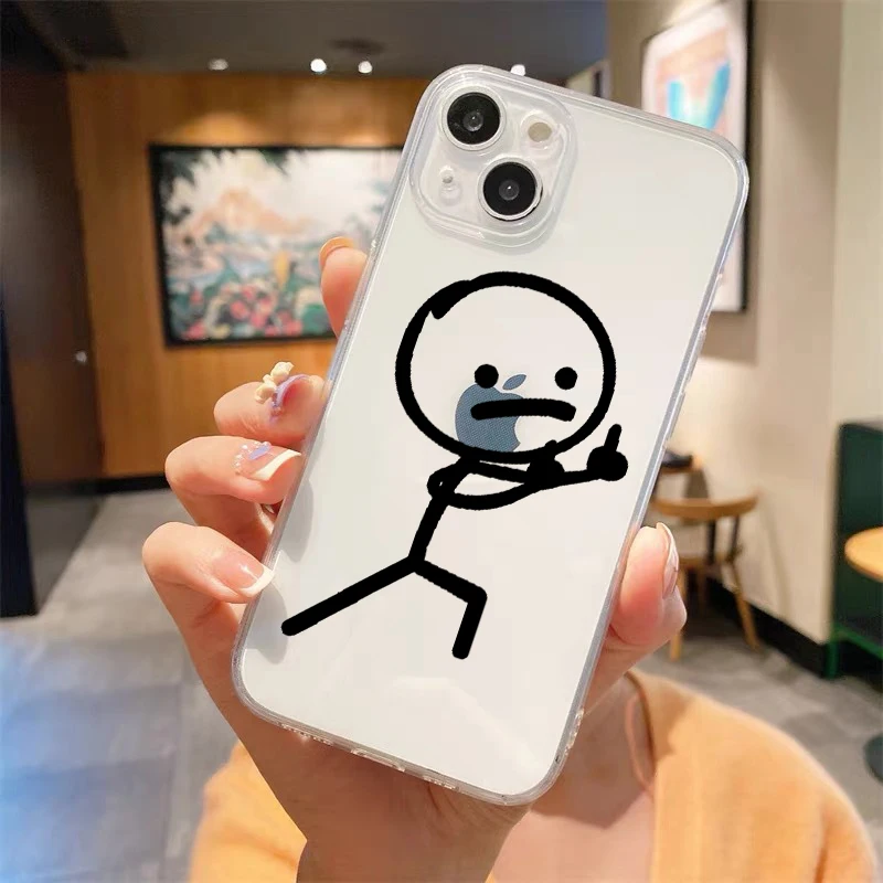 Cute Goose Duck Matchman Phone Case for iPhone 16 15 14 13 12 Pro Max Transparent Soft for iPhone 11 Pro Max 7 8 Plus XS XR Bags