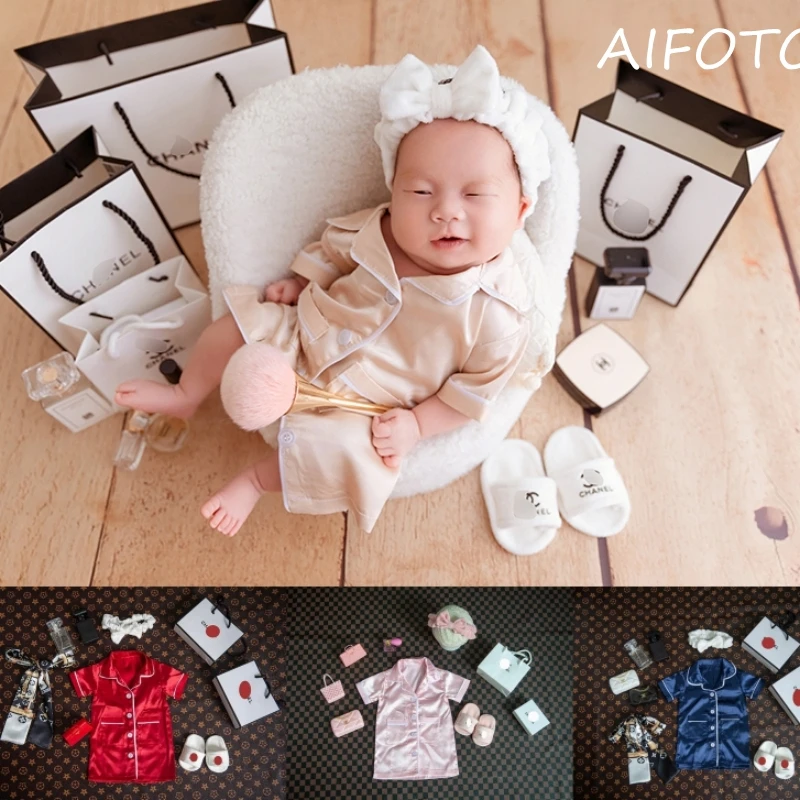 

Newborn Baby Photography Props Scarf Bathrobes 2pcs Set Fotografia Costume Shooting Photo Prop Shower Gift Shoot Accessories Set