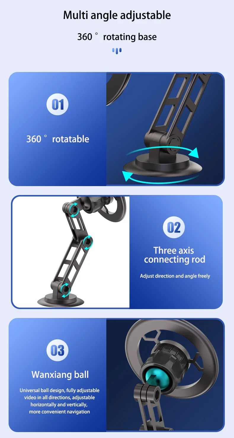 360 Rotation Foldable Magsafe Magnetic Car Phone Holder Auto Dashboard Windshield GPS Navigation Car Bracket Zinc Alloy Stand