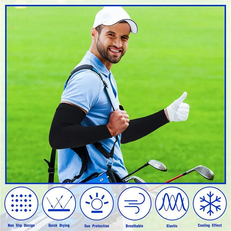 NEW-60 Pairs Cooling Sleeves UV Protection Warmers Sleeves For Men&Women,For Running, Cycling, Hiking, Golf,Black