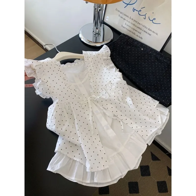 Harajuku Y2k القوس الحلو تي شيرت أبيض الإناث الصيف موضة Kawaii سليم بلايز عادية تصميم جديد اليابانية لطيف الجنية البلوزات 2025 #4