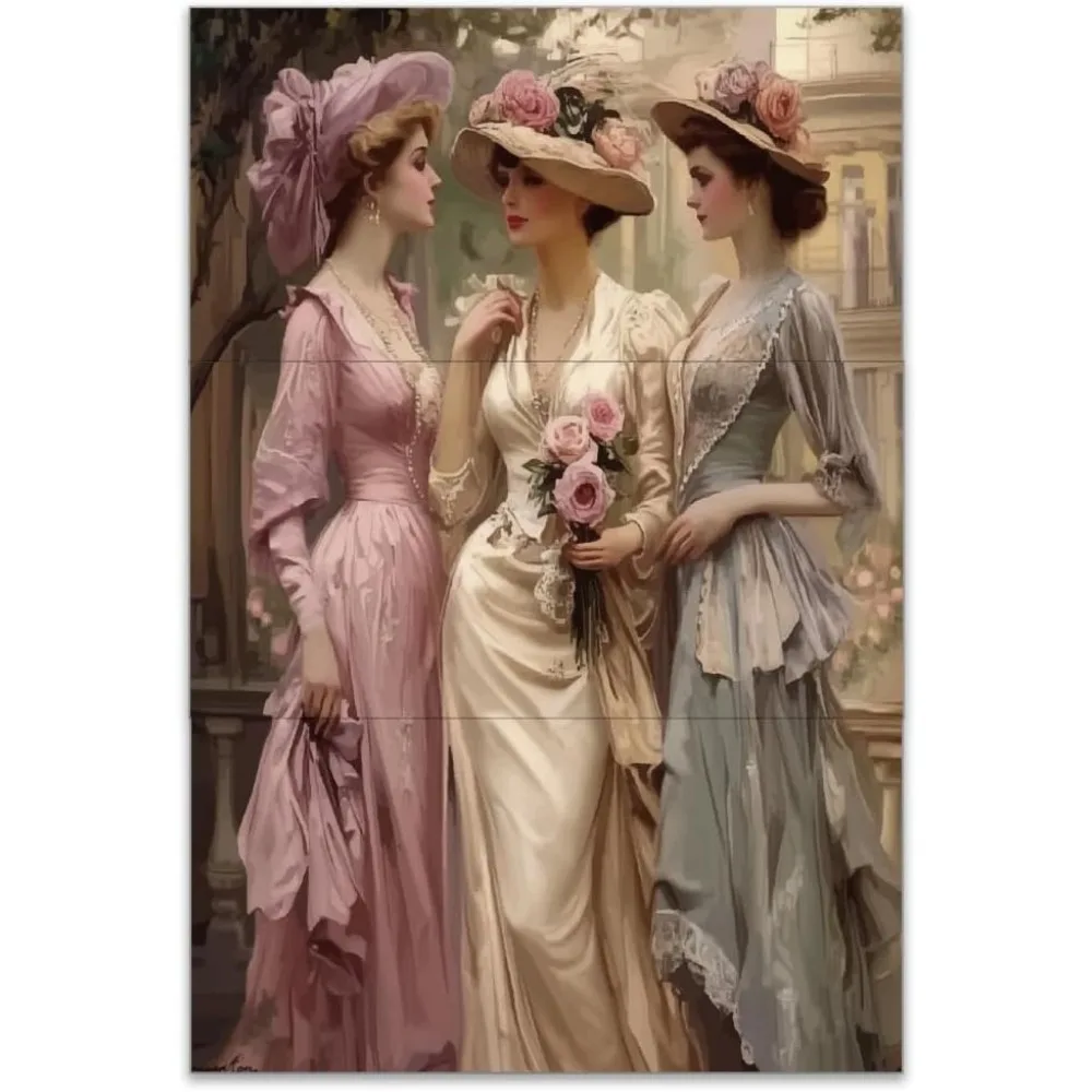 

3pcs/Set Victorian Woman Rub on Transfers for Furniture and Crafts 12x6 inch Vintage Woman Furniture Decals Victorian making kit