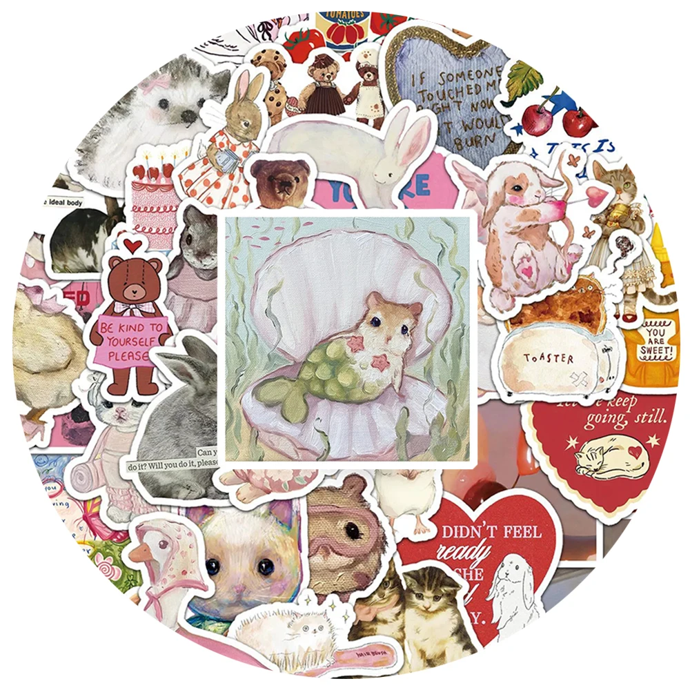 10/30/50pcs Retro Creative Pattern Graffiti Stickers Cute Cartoon Animals Sticker Water Bottle Suitcase Phone Decals Wholesale