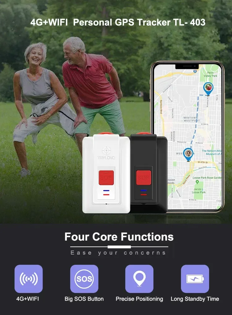 高齢者・子供向けGPSスマートトラッカーブレスレット、転倒検知機能付きGPSトラッカー、4G対応SIMカード付き、緊急通報機能付き
