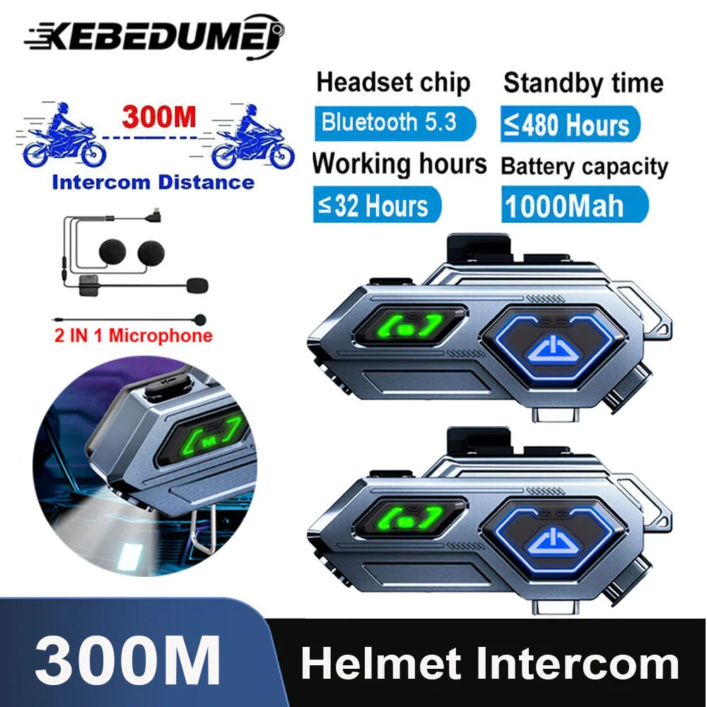 

1/2Pcs Motorcycle Helmet Intercom Bluetooth Headset Wireless Interphone Intercomunicador Waterproof Handsfree Call Headphone