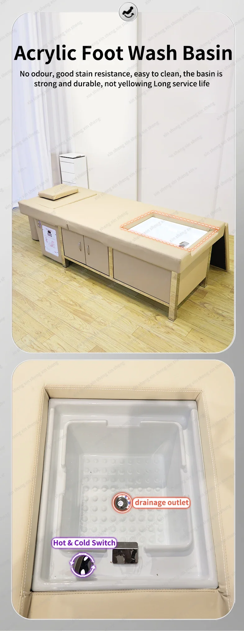 XinSheng Thai Shampoo-Bett Massagetisch – All-in-One Kopf-SPA-Behandlung und Haarwasch-Sofa für Friseursalon und Massage-Shop-Möbel – Detail 9