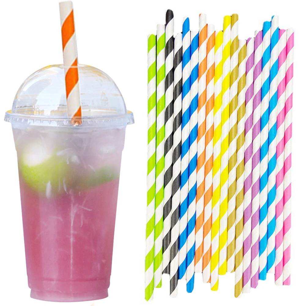 25Pcs Paper Drinking Straws Biodegradable Decorative Drinking Straws Eco-Friendly Birthday Party Supplies