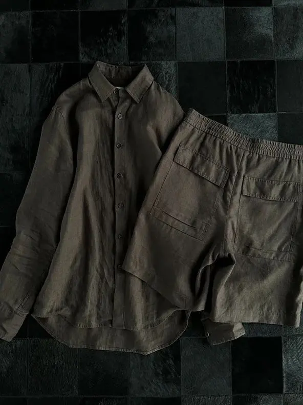 

Летний комплект большого размера 300 Pou в американском стиле ретро, свободный повседневный дышащий комплект из хлопка и льна для мужчин и женщин