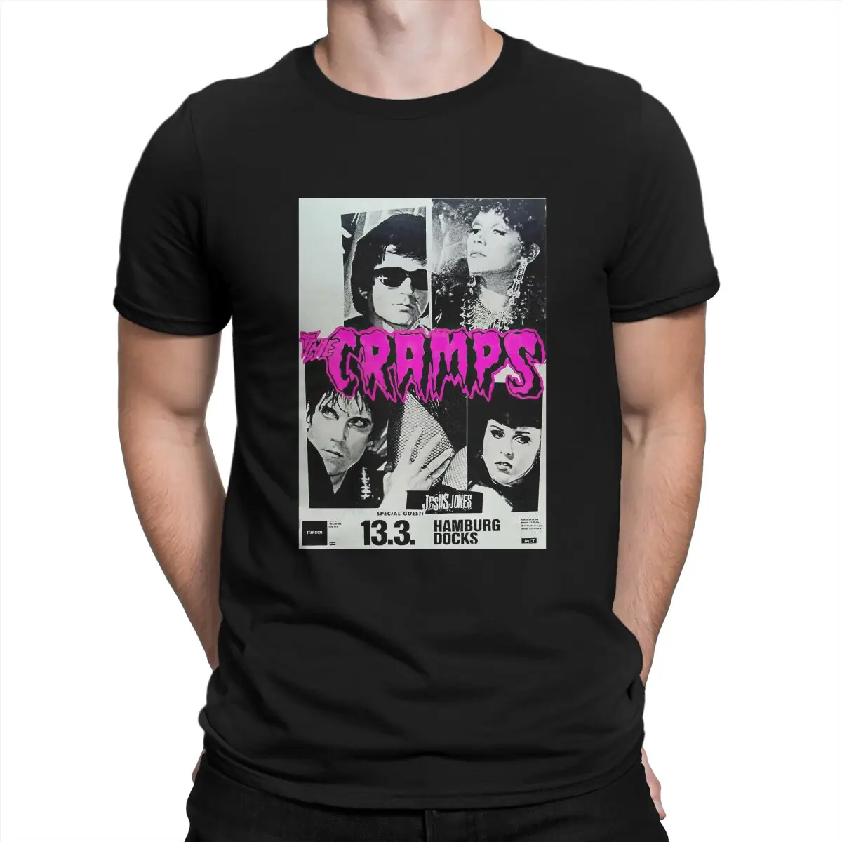 

70s Underground Psychedelic Punk Band T-Shirt for Men The Cramps Unique Pure Cotton Short Sleeve T Shirts Summer Clothing