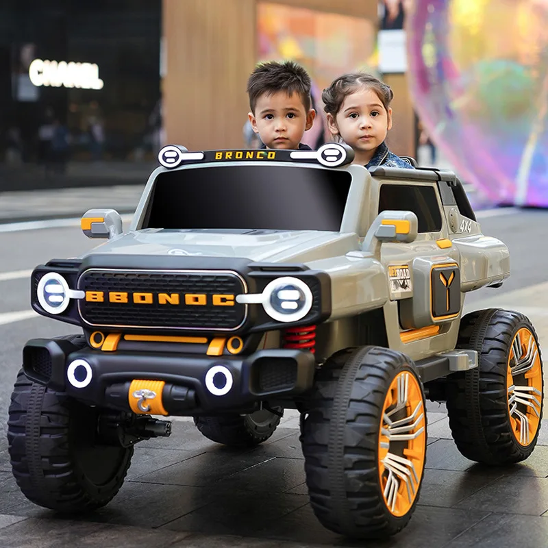 Large size children's electric vehicle can sit in adult toy car, four-wheel four-wheel drive off-road vehicle, two person remote