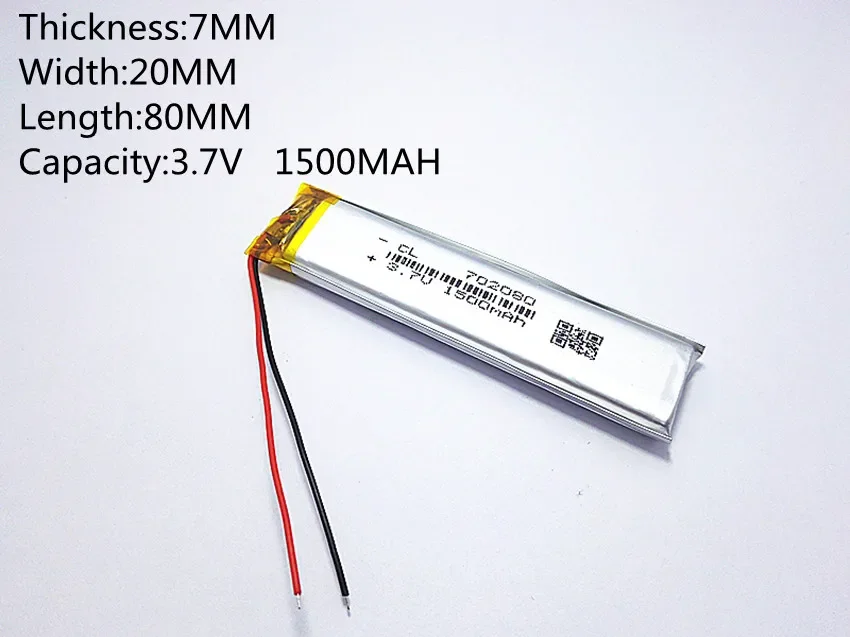 10 sztuk 3.7V 1500mAh 702080 litowo-polimerowy akumulator li-po li-ion do telefonu komórkowego Mp3 MP4 MP5 GPS