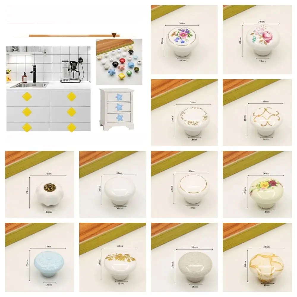 Simple Single Hole Ceramic Cabinet Knob Round Vintage Door Pull Handles European Style Drawer Knobs Dresser