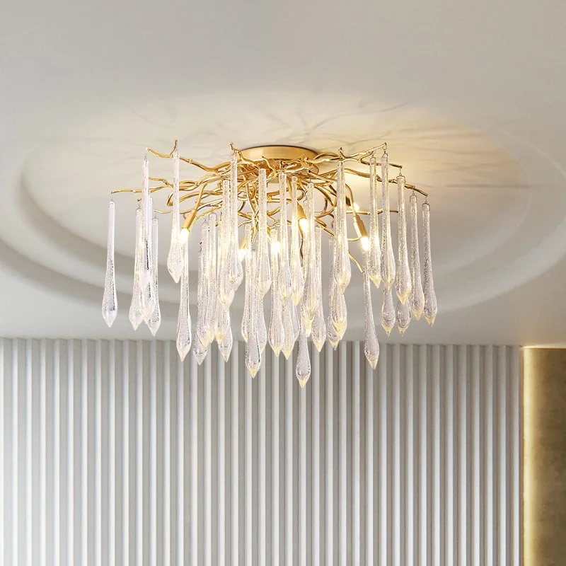 

Luxury Gold Ceiling Chandelier For Living Dining Room Kitchen Island Table Simplicity Round Large Ceiling Crystal Chandelier