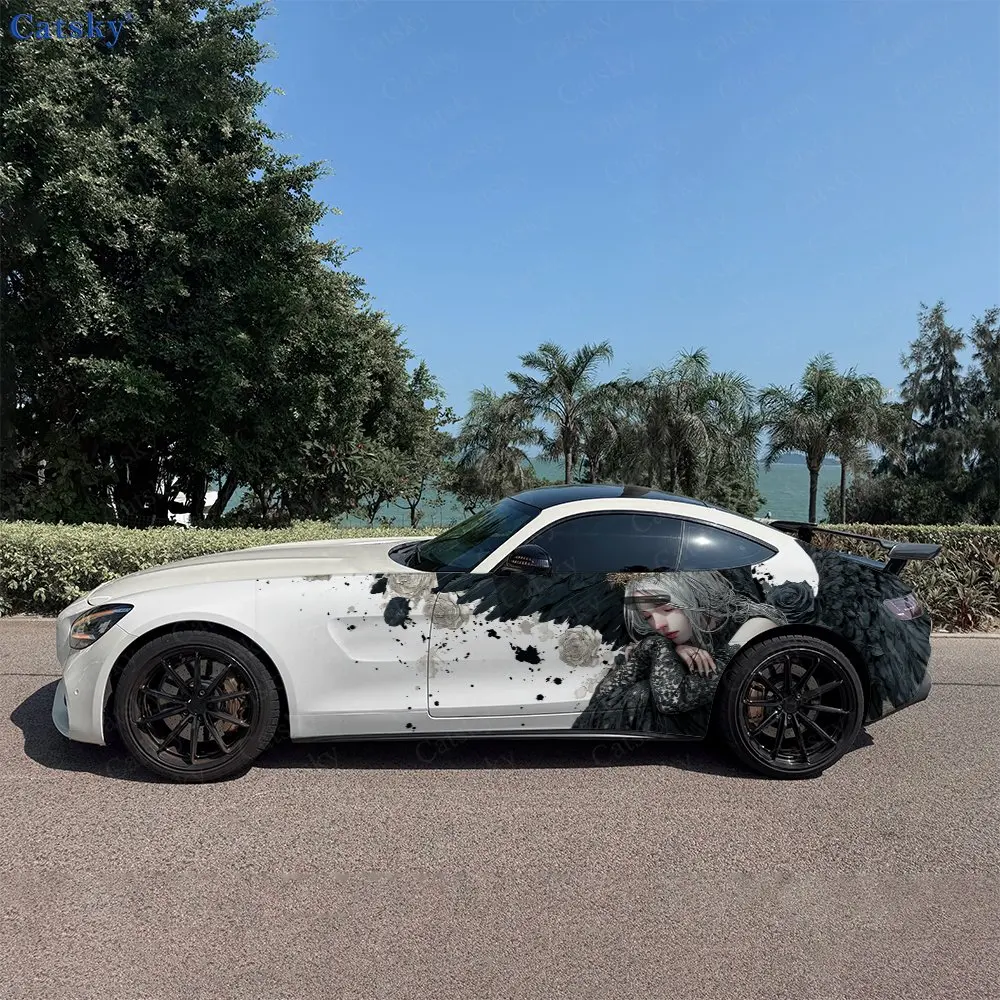 

2 шт. наклеек на боковые части автомобиля «Падший ангел», самоклеящиеся, из ПВХ, водонепроницаемые и устойчивые к царапинам, аксессуар для автомобиля, подарок.