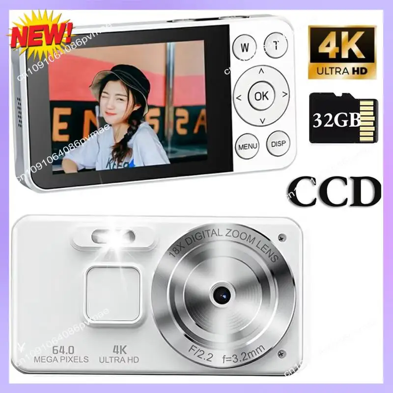 كاميرا T24C 4K 20MP CCD الرقمية مع التركيز التلقائي كاميرا فيديو مدمجة 18X تكبير مضاد للاهتزاز بطاقة 32 جيجابايت للأطفال الطلاب #2